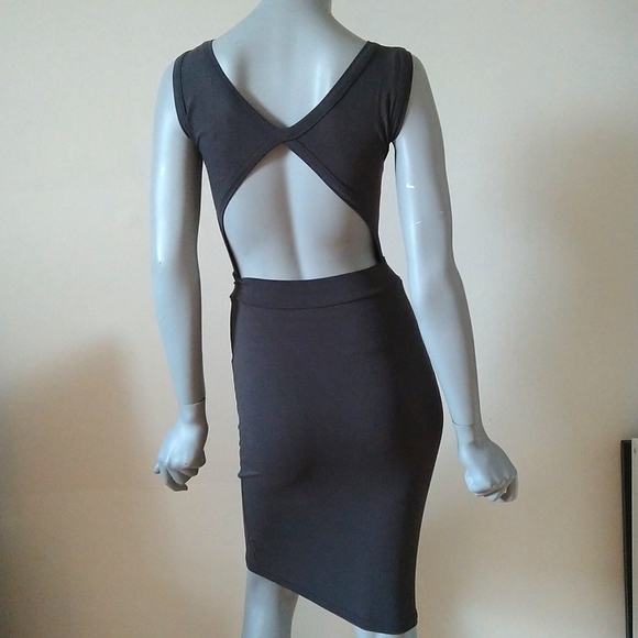 Travis Taddeo Dresses & Skirts - Grey Fitted Cut Out Dress